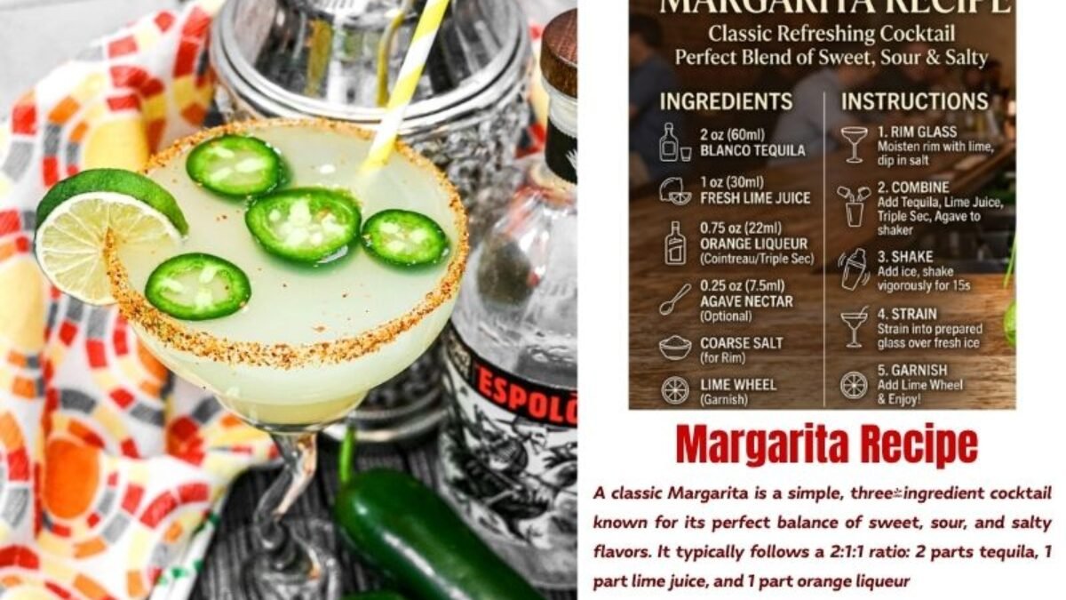 Margarita Recipe: Classic Refreshing Cocktail  Perfect Blend of Sweet,  Sour & Salty
