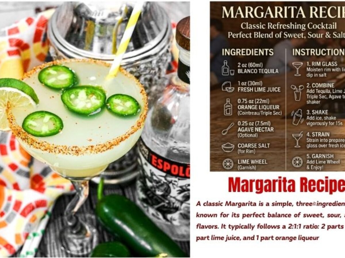Margarita Recipe: Classic Refreshing Cocktail  Perfect Blend of Sweet,  Sour & Salty